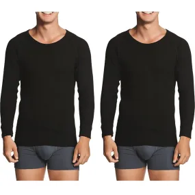 2x Holeproof Aircel Thermal Mens T-shirt Long Sleeve Black Tee Top MYPU1A Bulk Base Layer
