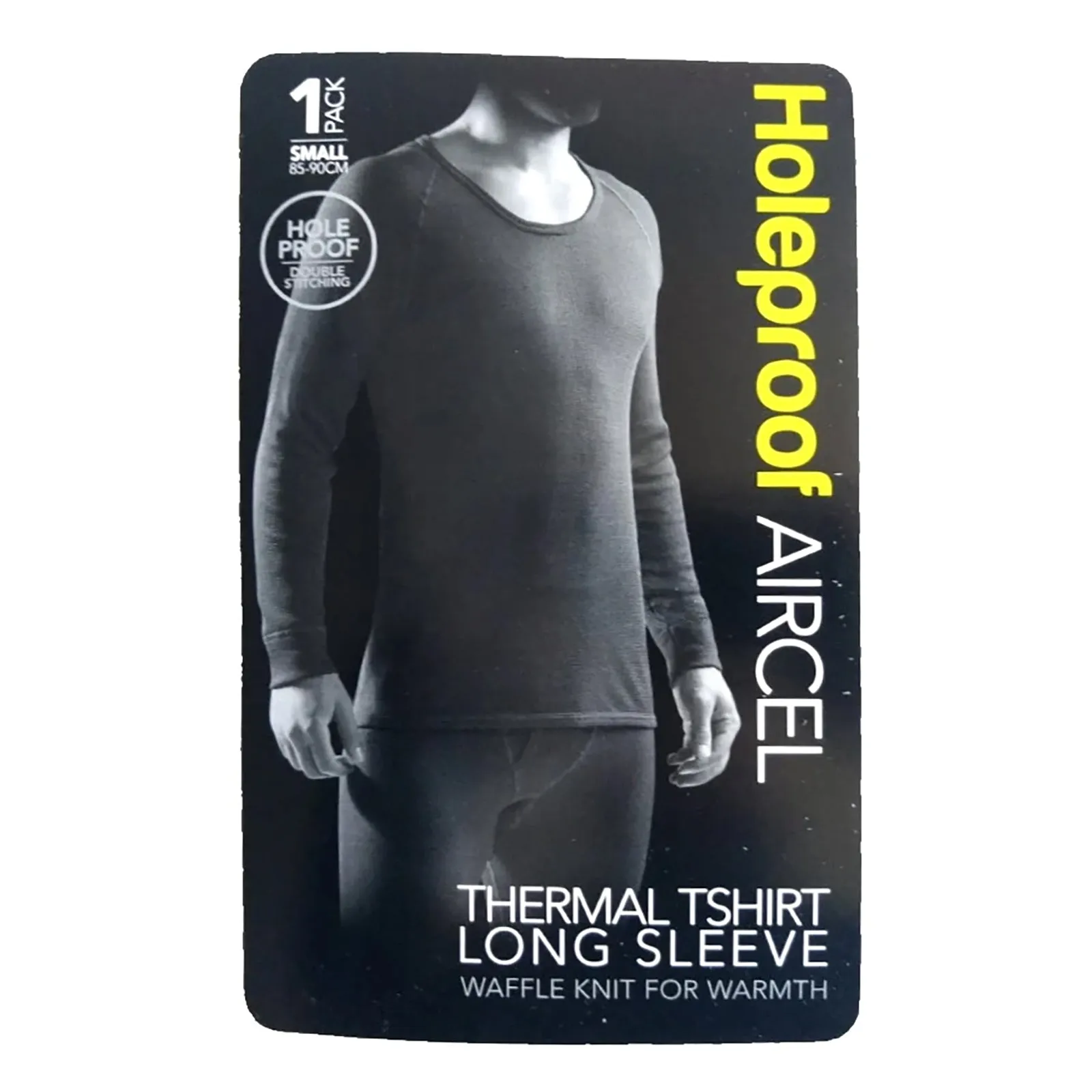 2x Holeproof Aircel Thermal Mens T-shirt Long Sleeve Black Tee Top MYPU1A Bulk Base Layer