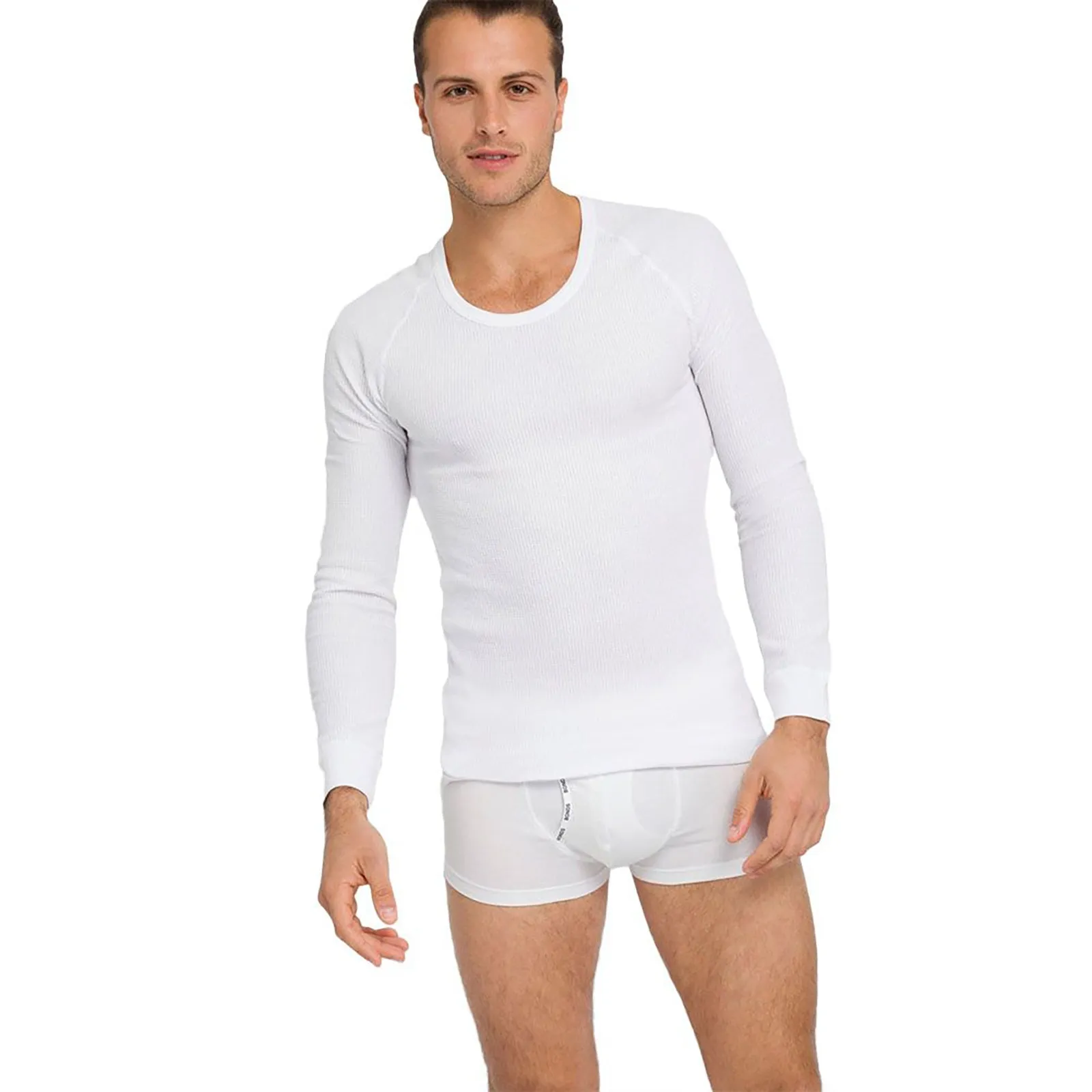 2x Holeproof Aircel Thermal Mens T-shirt Long Sleeve Black White Tee Top MYPU1A Base Layer