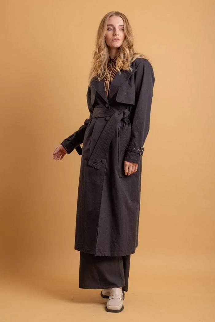Asher Trench Coat Black Cotton