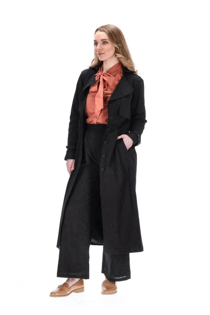 Asher Trench Coat Black Cotton
