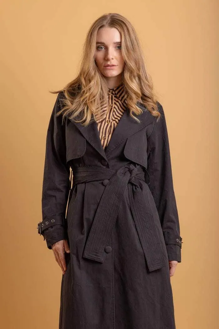 Asher Trench Coat Black Cotton