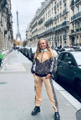 Caramel X Leopard Velour Zip Full Tracksuit