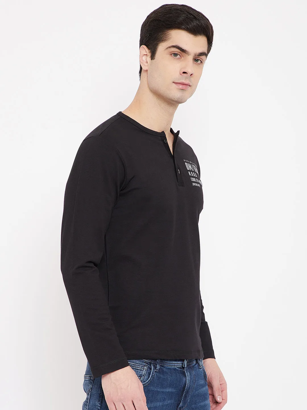 Duke Stardust Men Henley Neck Solid T-Shirt(6060)