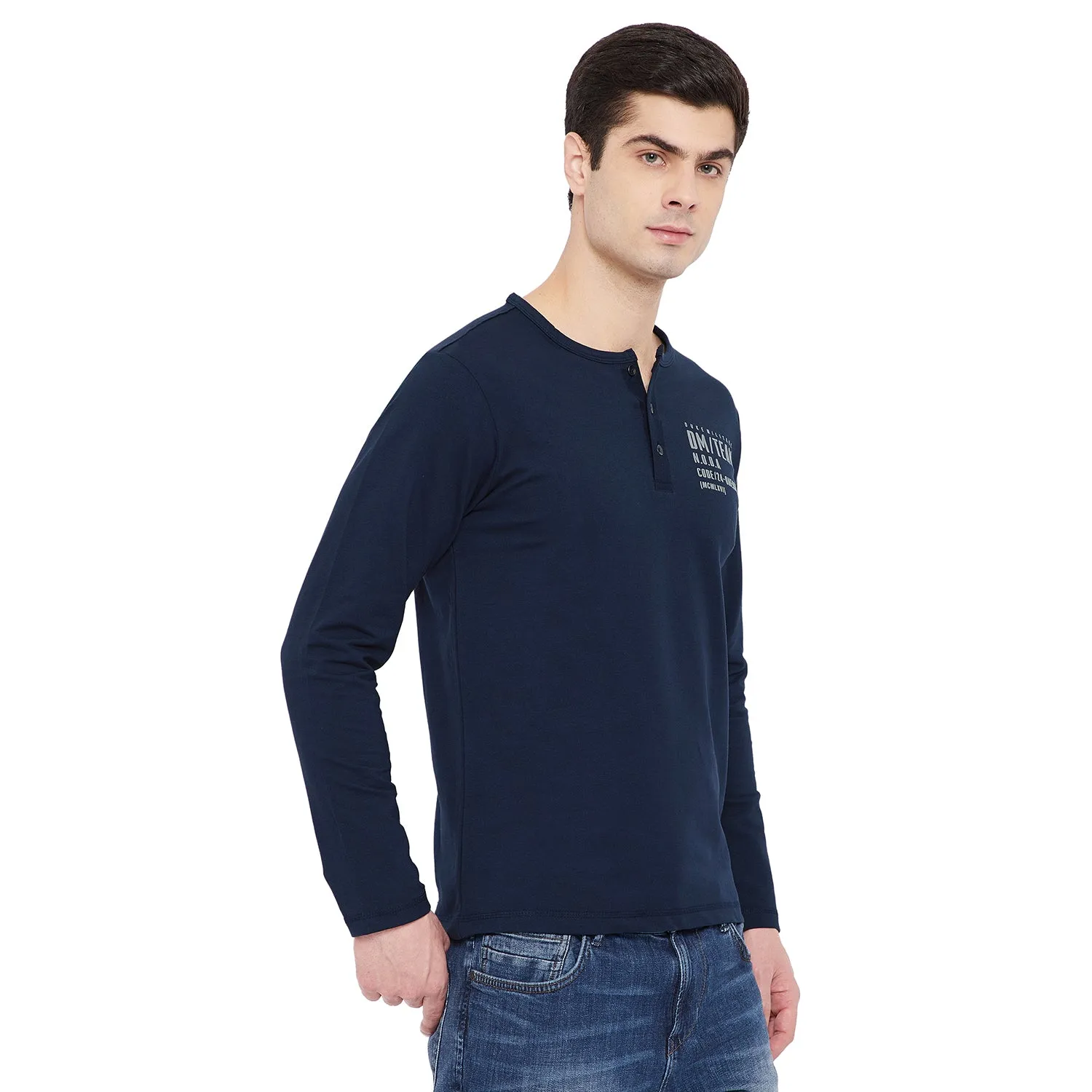 Duke Stardust Men Henley Neck Solid T-Shirt(6060)