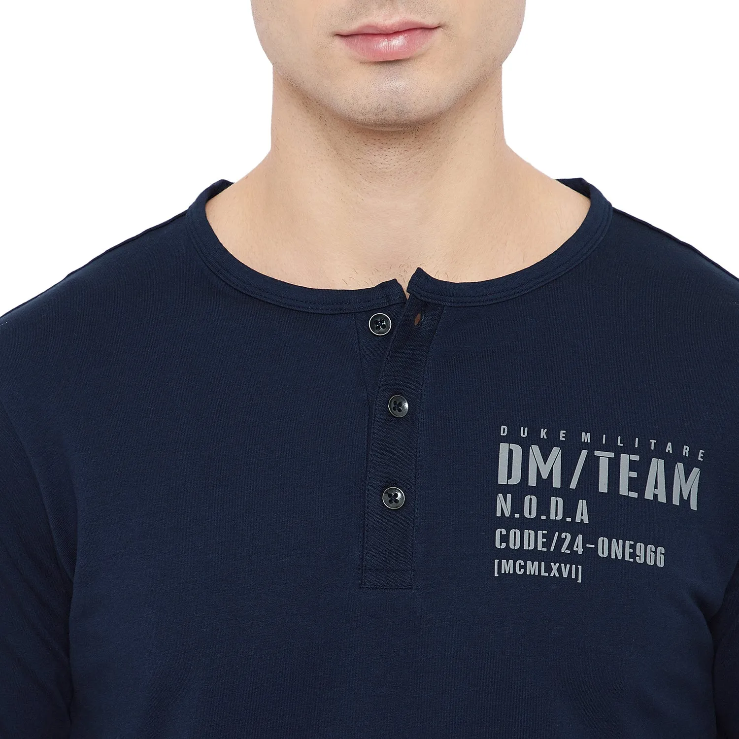 Duke Stardust Men Henley Neck Solid T-Shirt(6060)