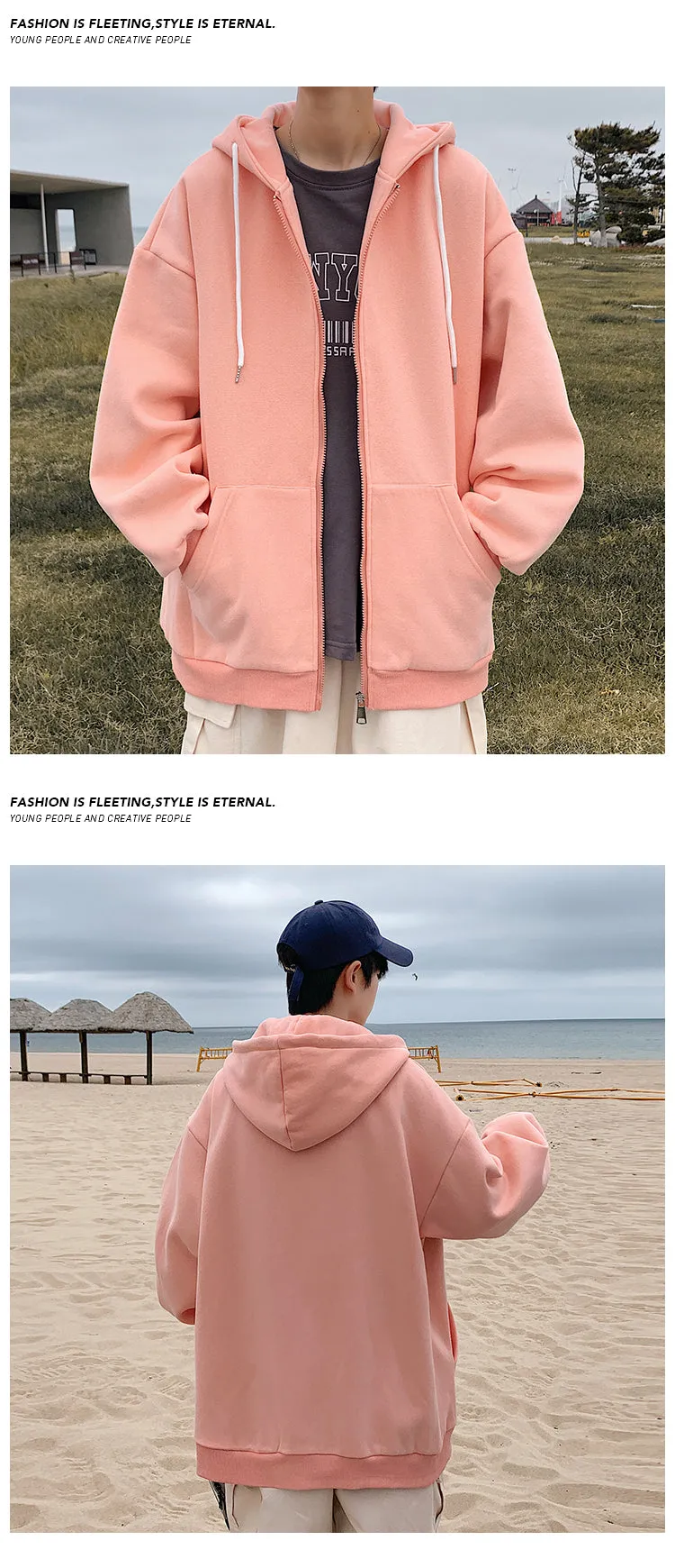 Jinquedai Zip up Harajuku Men Hoodies Oversized Streetwear Coat Hooded Sweatshirt Men Hip Hop Hoodie For Men Classic Hoody Pullover Tops