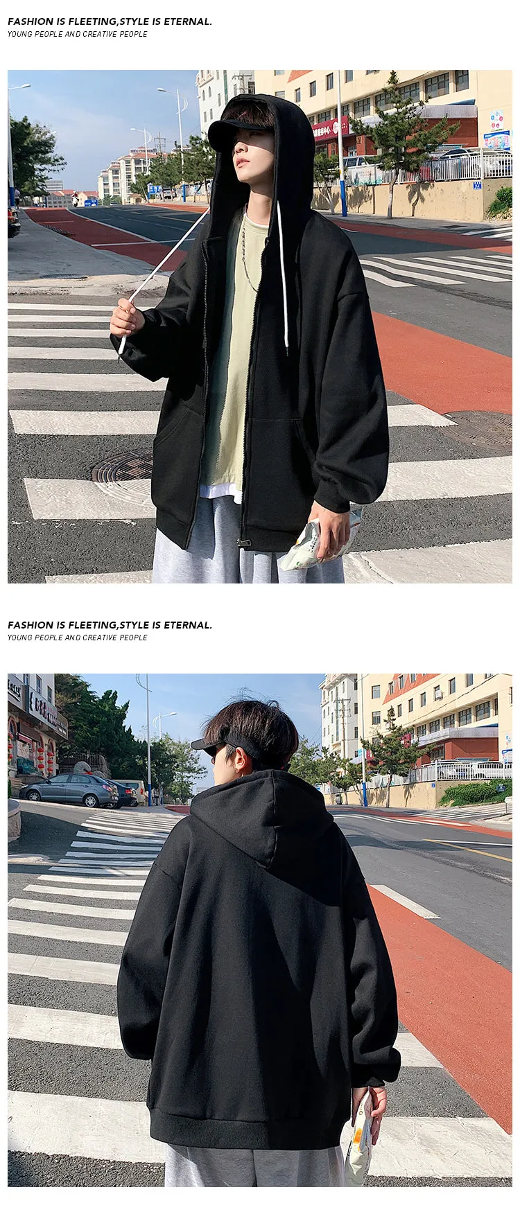 Jinquedai Zip up Harajuku Men Hoodies Oversized Streetwear Coat Hooded Sweatshirt Men Hip Hop Hoodie For Men Classic Hoody Pullover Tops