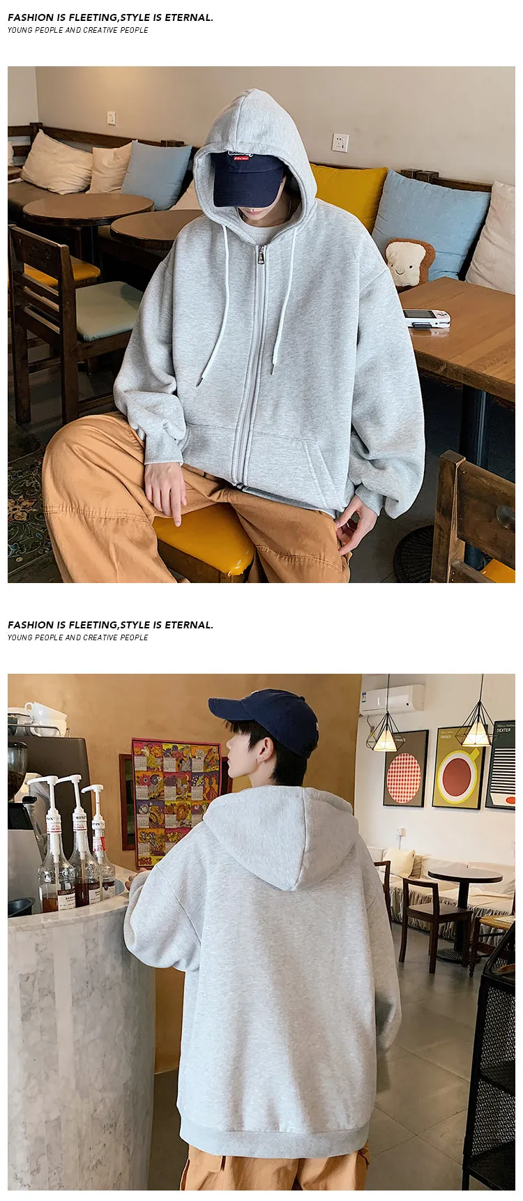Jinquedai Zip up Harajuku Men Hoodies Oversized Streetwear Coat Hooded Sweatshirt Men Hip Hop Hoodie For Men Classic Hoody Pullover Tops