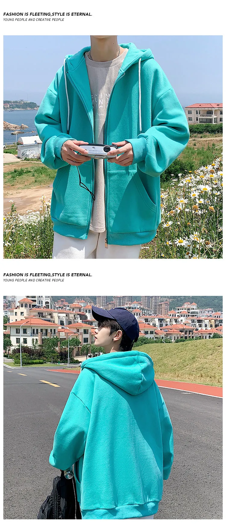Jinquedai Zip up Harajuku Men Hoodies Oversized Streetwear Coat Hooded Sweatshirt Men Hip Hop Hoodie For Men Classic Hoody Pullover Tops