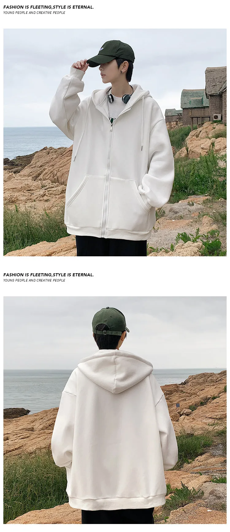 Jinquedai Zip up Harajuku Men Hoodies Oversized Streetwear Coat Hooded Sweatshirt Men Hip Hop Hoodie For Men Classic Hoody Pullover Tops