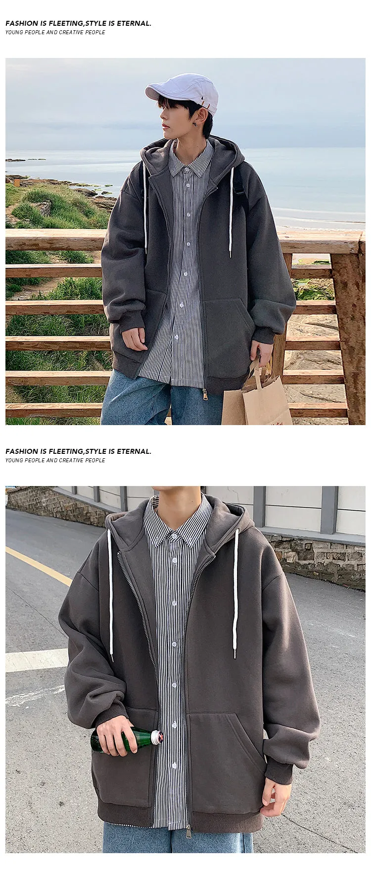 Jinquedai Zip up Harajuku Men Hoodies Oversized Streetwear Coat Hooded Sweatshirt Men Hip Hop Hoodie For Men Classic Hoody Pullover Tops