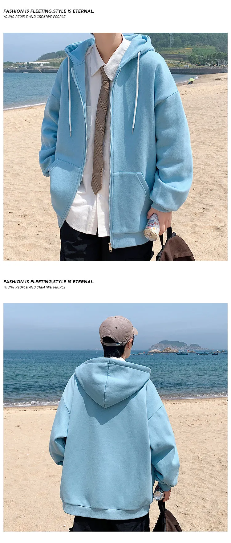 Jinquedai Zip up Harajuku Men Hoodies Oversized Streetwear Coat Hooded Sweatshirt Men Hip Hop Hoodie For Men Classic Hoody Pullover Tops