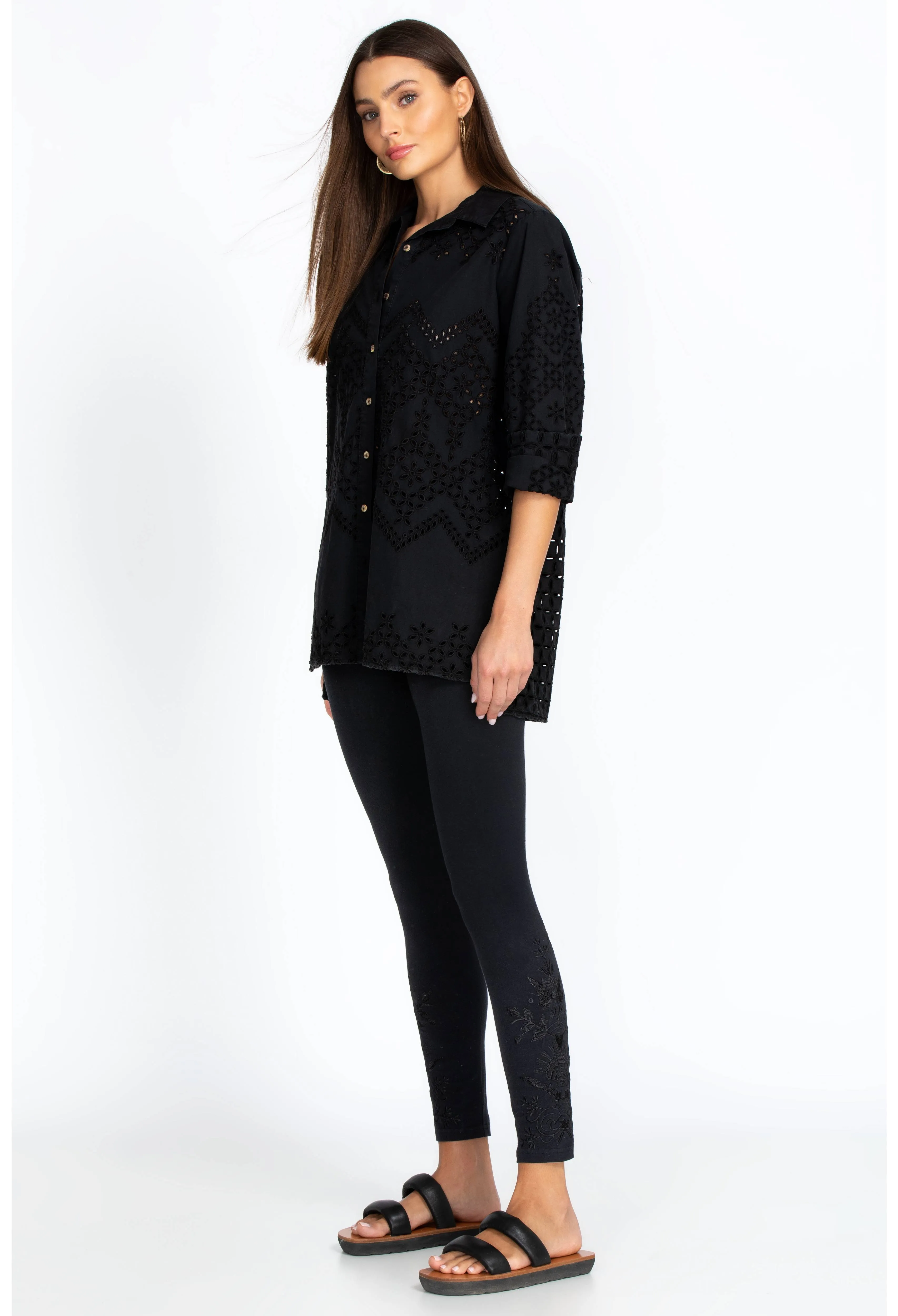 Johnny Was The Arzella Tonal Leggings Black XLarge