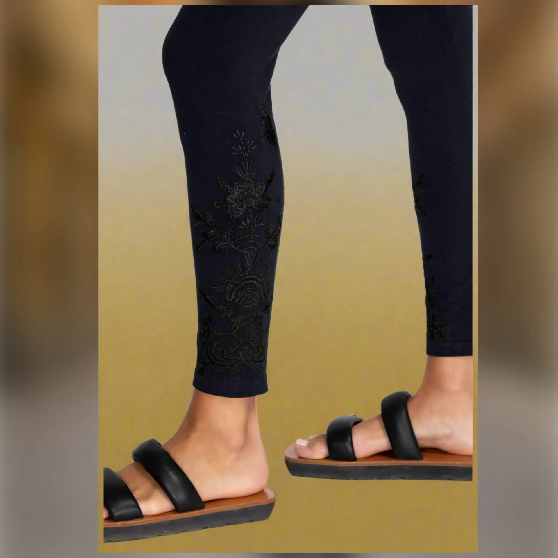 Johnny Was The Arzella Tonal Leggings Black XLarge