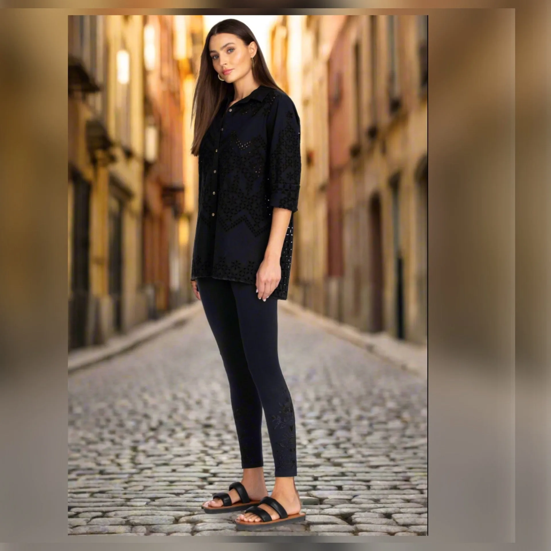 Johnny Was The Arzella Tonal Leggings Black XLarge