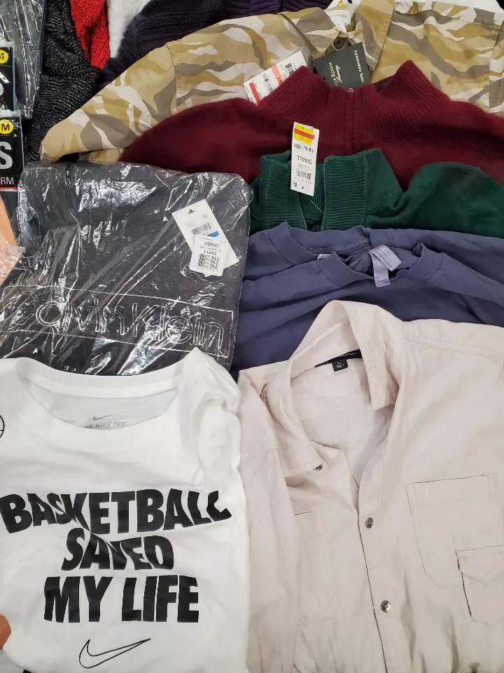 Men's Clothing Wholesale Lot Nike, Calvin Klein, Polo Ralph Lauren, Tasso Elba, 32 Degrees, American Apparel, Club Room, Sun stone, INC and more, 26 Units, Shelf Pulls, MSRP $1,503.99