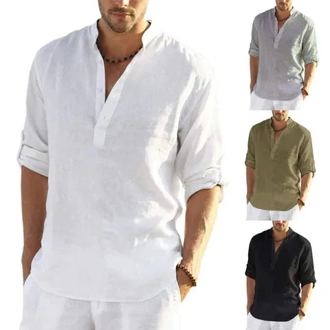 Men's Cotton Linen Hippie Casual T-Shirt - New