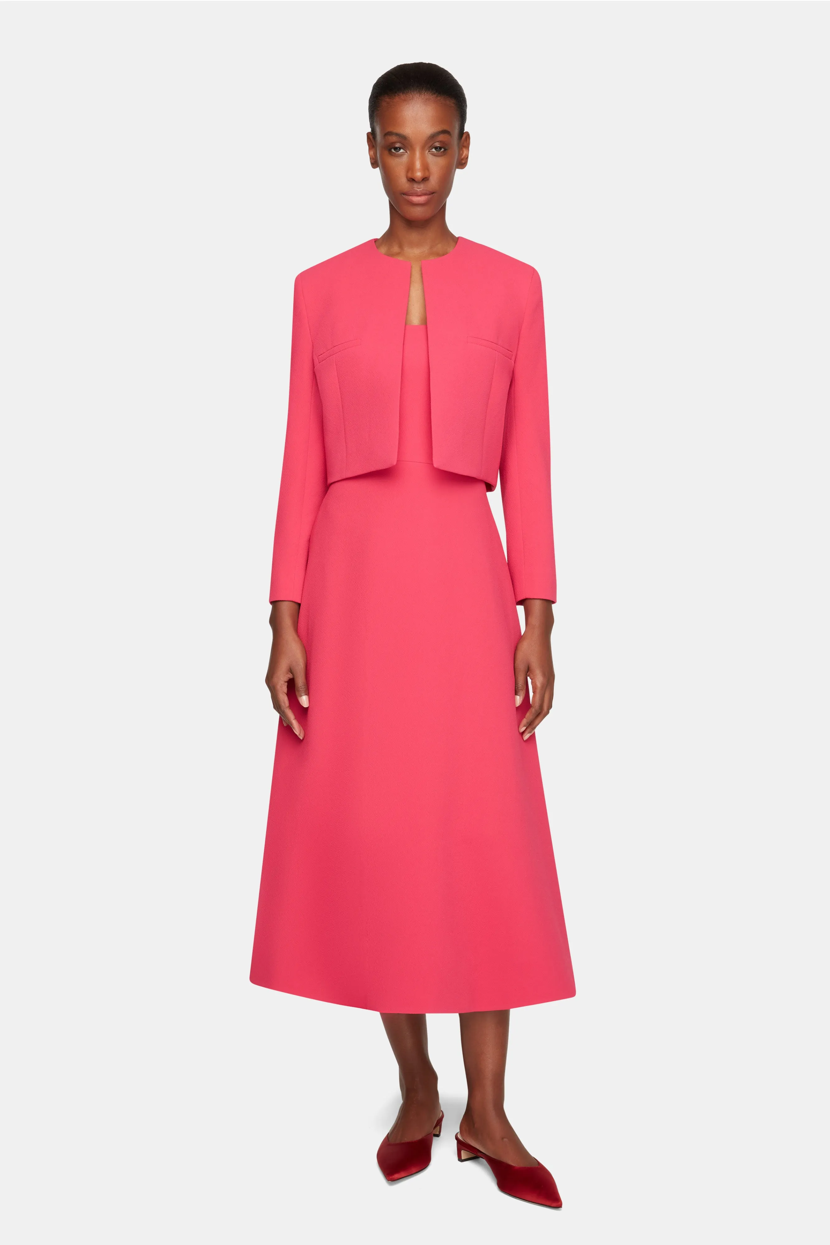 Mirca Jacket In Watermelon Pink Double Crepe