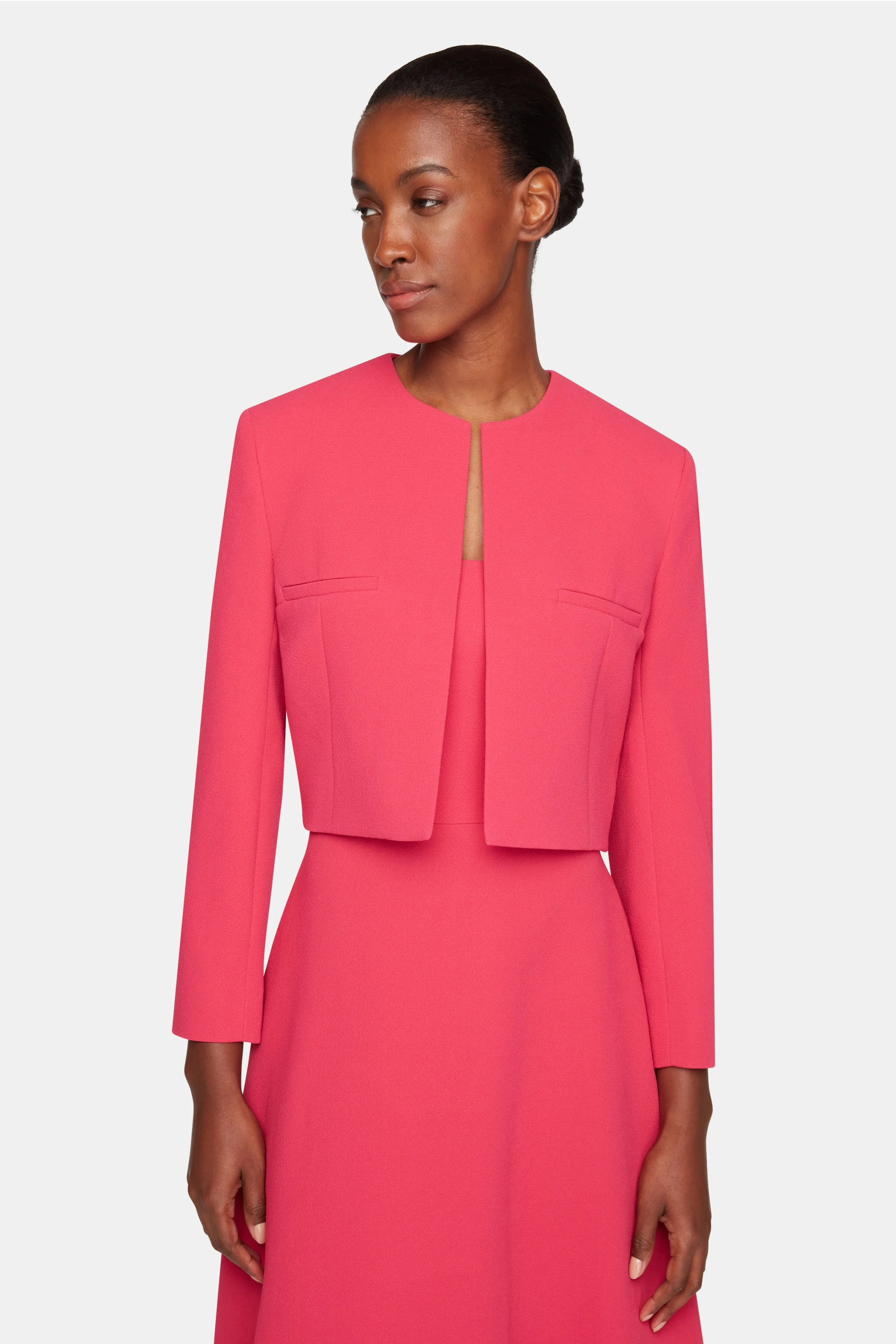 Mirca Jacket In Watermelon Pink Double Crepe