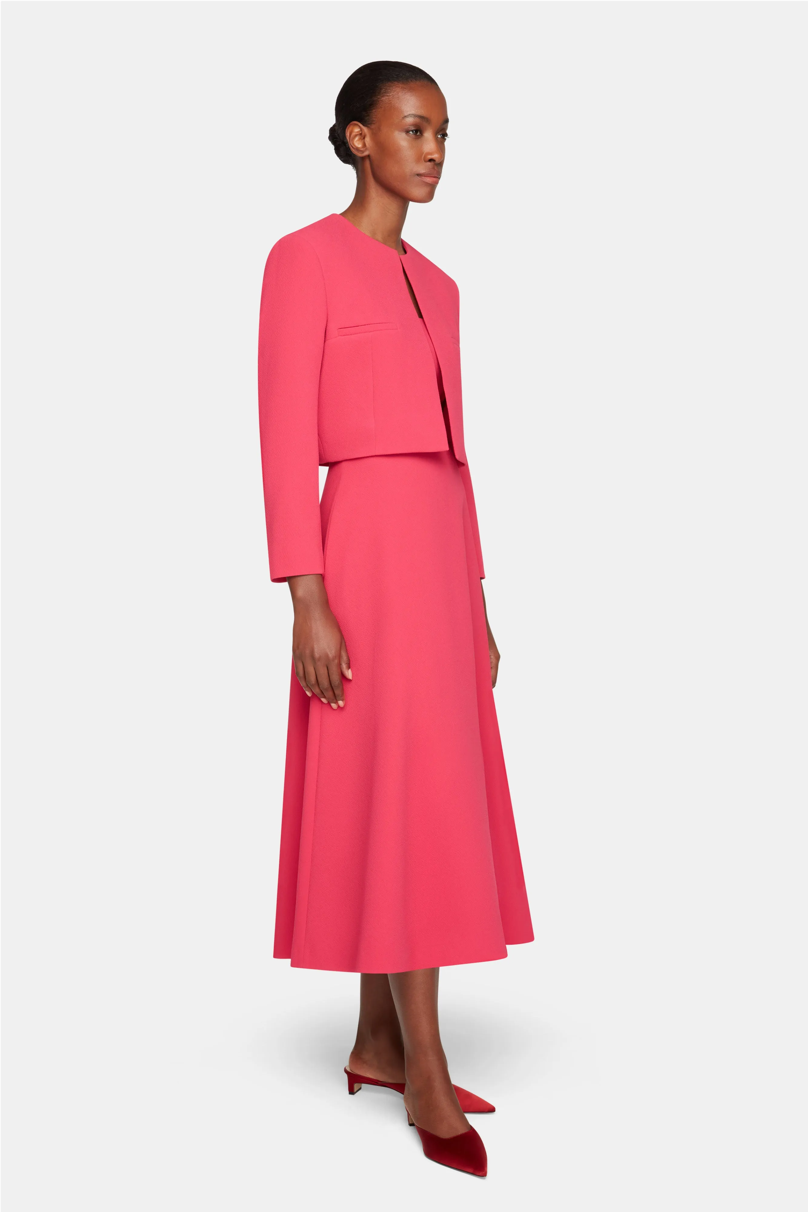 Mirca Jacket In Watermelon Pink Double Crepe