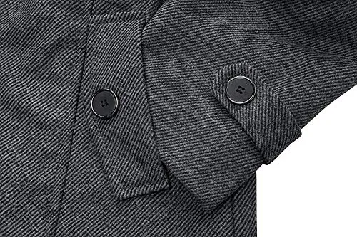 Wantdo Men's Casual Mid Length Coat Windproof Wool Jacket Grey Large