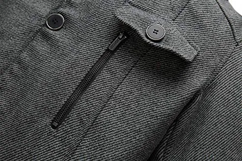 Wantdo Men's Winter Overcoats Windproof Wool Jacket Grey Small