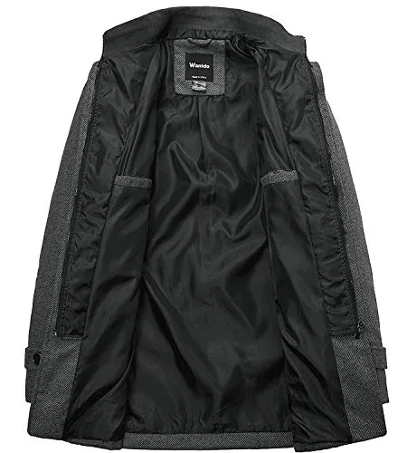 Wantdo Men's Winter Overcoats Windproof Wool Jacket Grey Small
